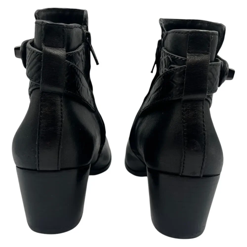 Coach Patricia Leather Block Heel Ankle Boots Booties Black Size 6.5B - Picture 4 of 6